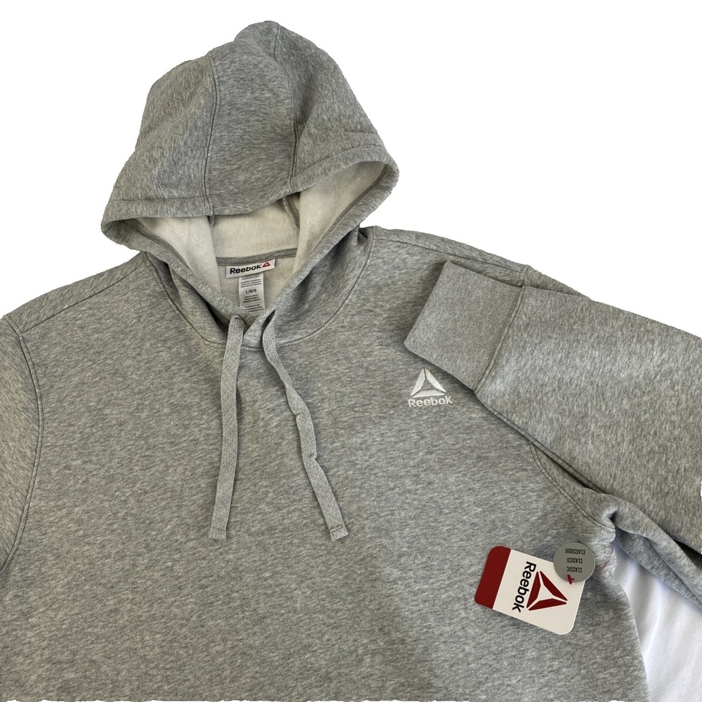 New Mens Reebok Athletic Hoodie Sweatshirt Size Large‎ Grey Heather NWT
